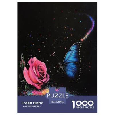 Schmetterling and Rose Puzzle 1000-teilige Schwer Puzzle Spielzeug Pädagogisches Spiel Impossible Herausforderungsspielzeug Für Erwachsene Und Kinder in Bewährter 70x50cm/1000pcs von ChengzeTCo